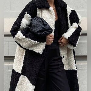 Missguided Checkered Borg Teddy Coat